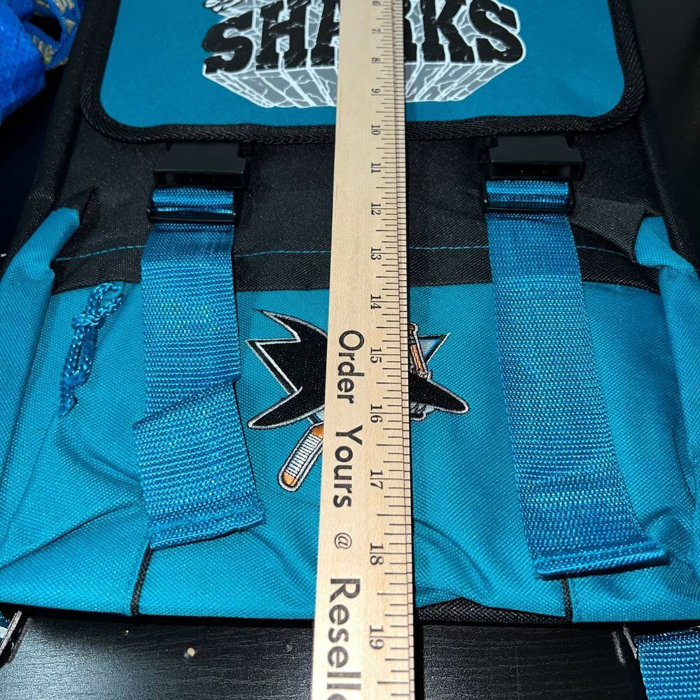 Vintage San Jose Sharks Retreat Backpack Bag Blue NHL Nasco Little America