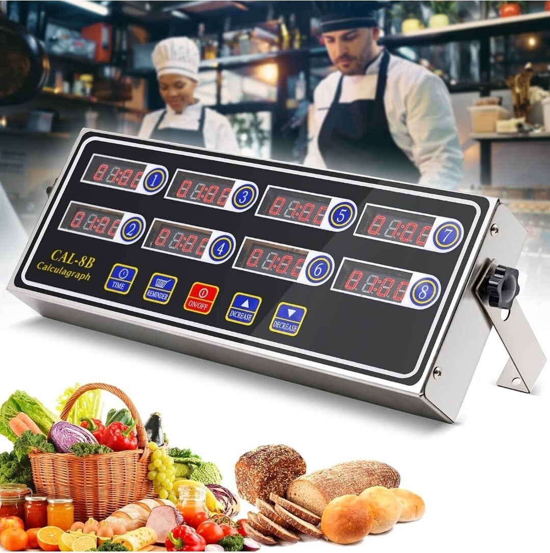8 Channel Digital Shaking Timer Kitchen Stainless Steel Timers Reminder CAL-8B