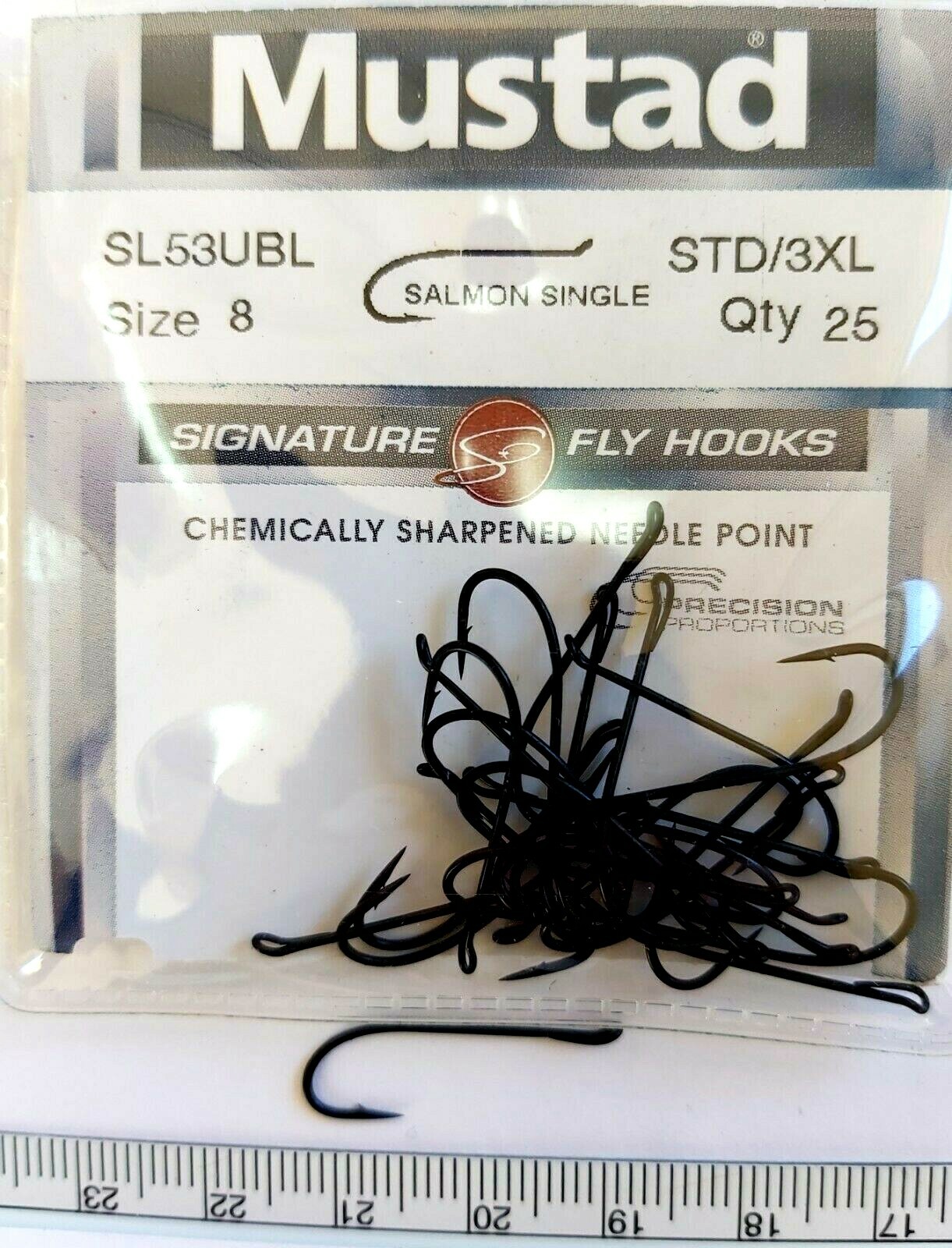 MUSTAD  SL53UBL  Size:8    " SALMON SINGLE "  STD/3XL  Qty 25   Fly Tying Hooks