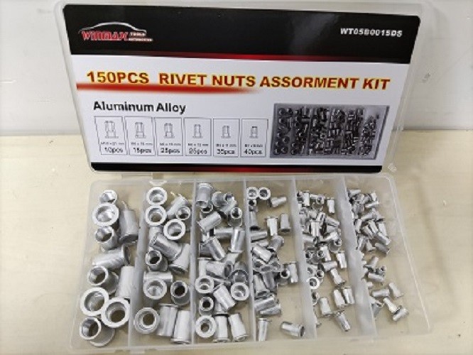 150Pc Aluminum Alloy M3-M10 Flat Head Metric Threaded Rivetnut Nutsert Rivet Nut