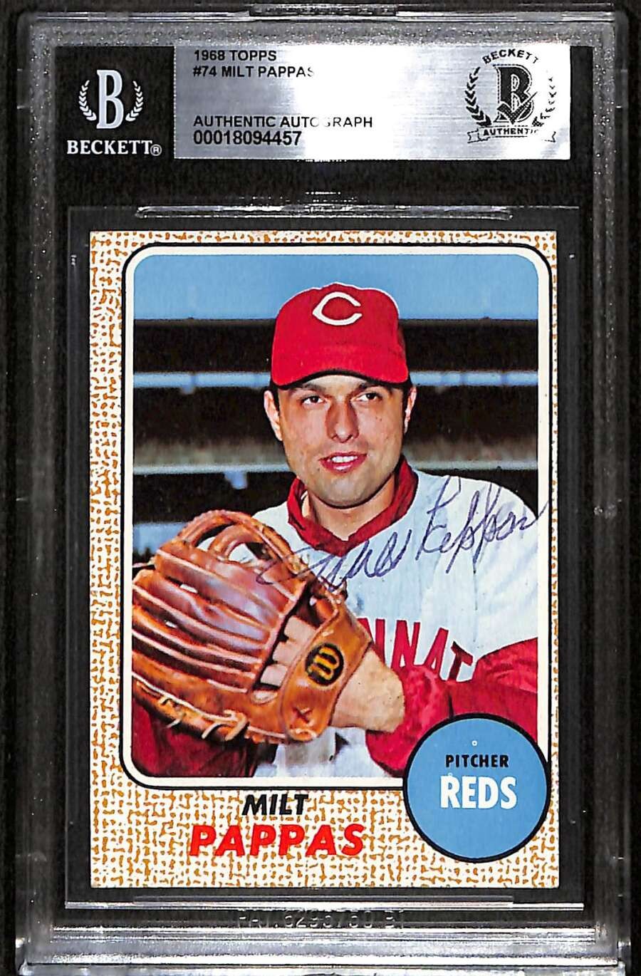 1968 Topps 74 Milt Pappas  BGS Auto Autographed BAS Authentic C100471
