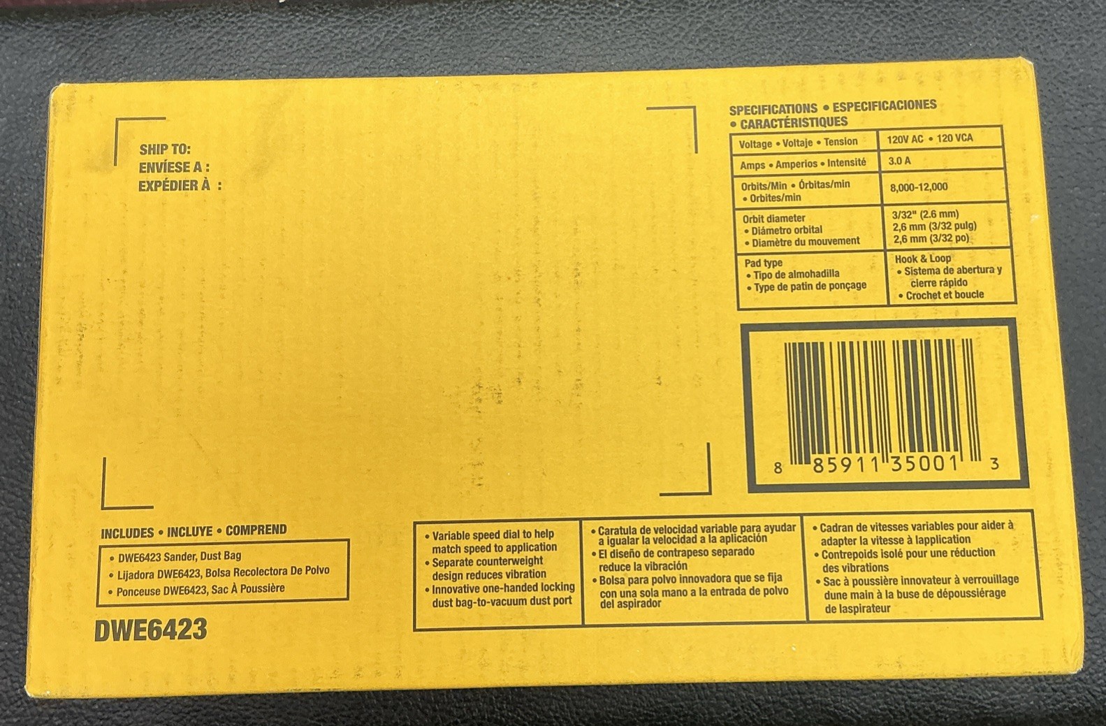 DeWalt DWE6423 5" Variable Speed Random Orbit Sander NIB