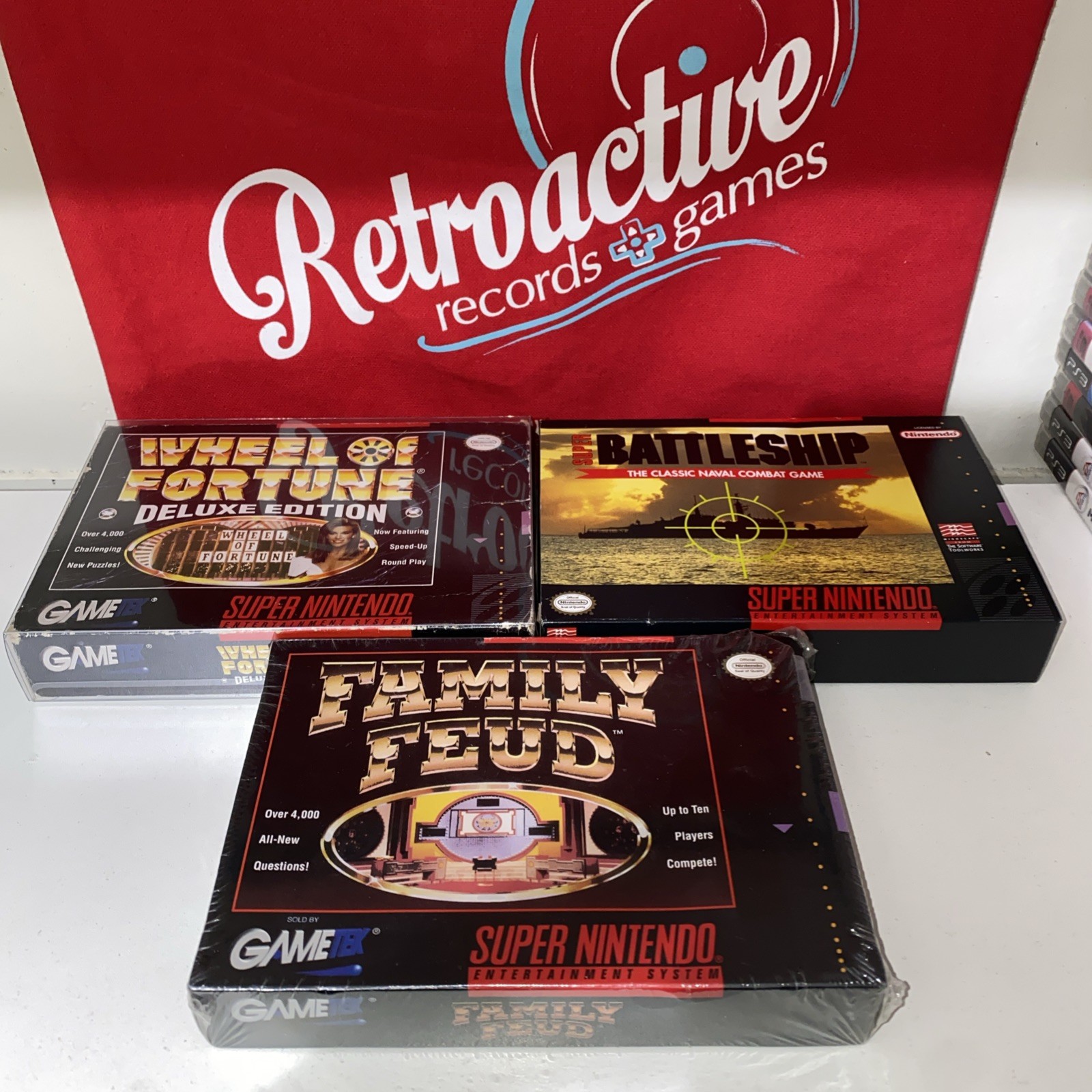 Family Feud, Wheel Of Fortune, Super Battleship Lot Of 3 (Super Nintendo, 1993)