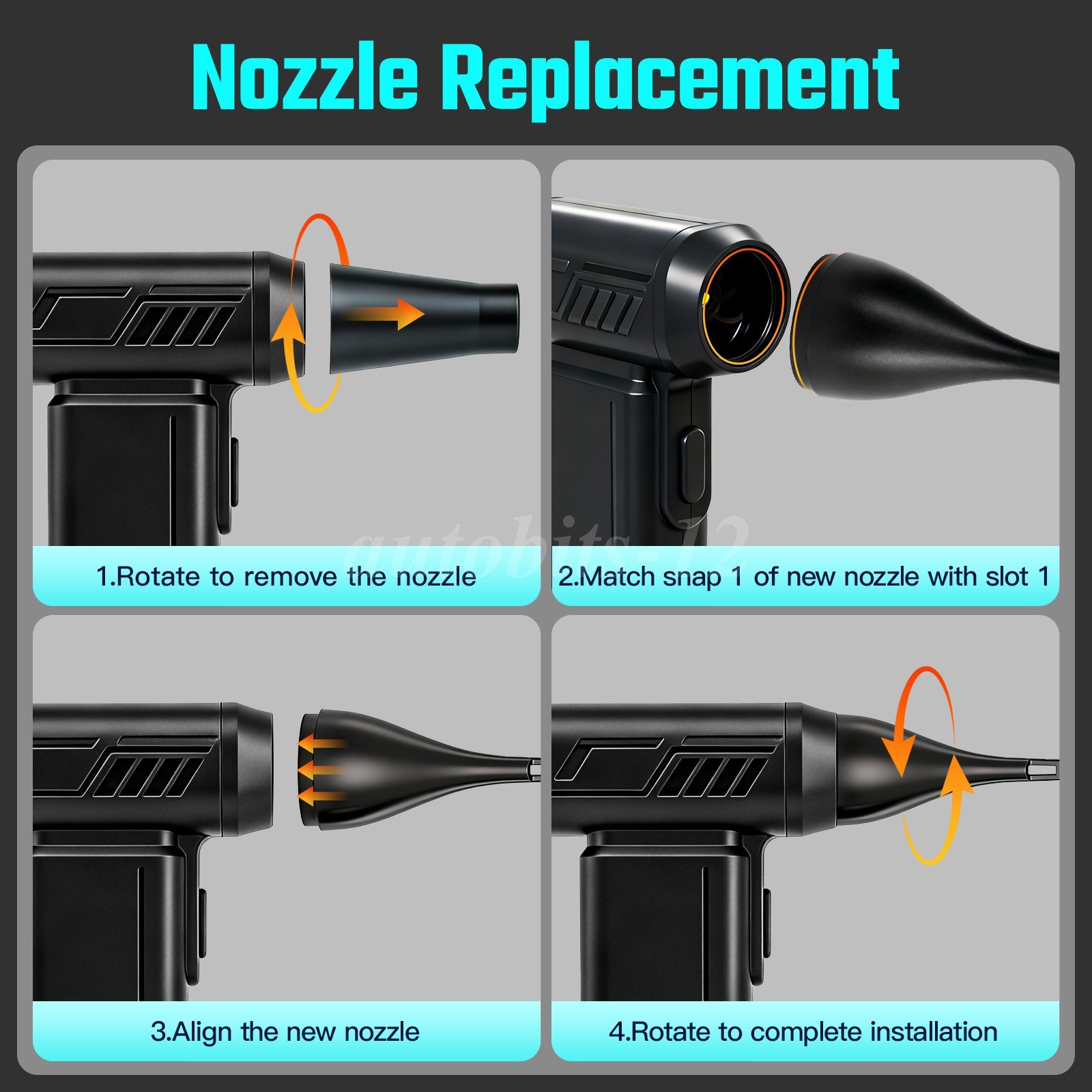 Adjustable 5 Speed Air Duster Reusable Blower Replace Compressed Air Spray
