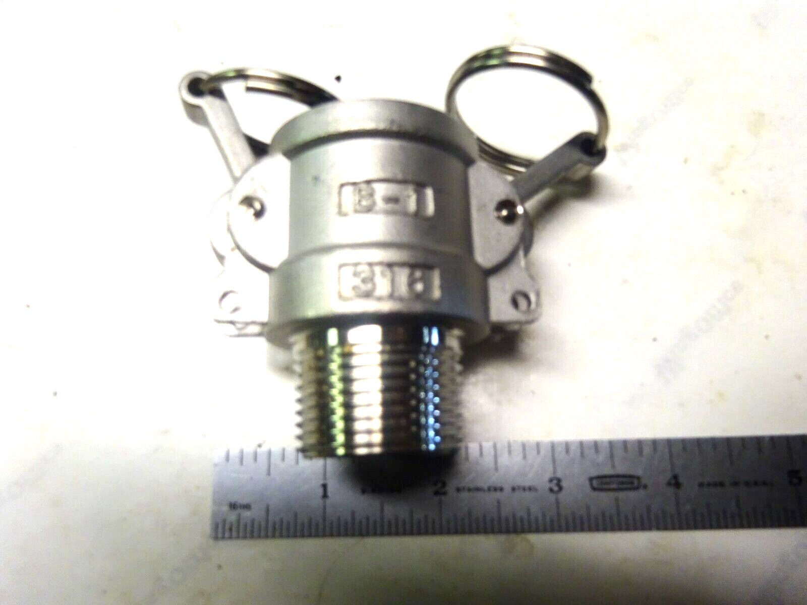 1" Type D Camlock Female Coupler to Male NPT 316 Stainless Hose clamp