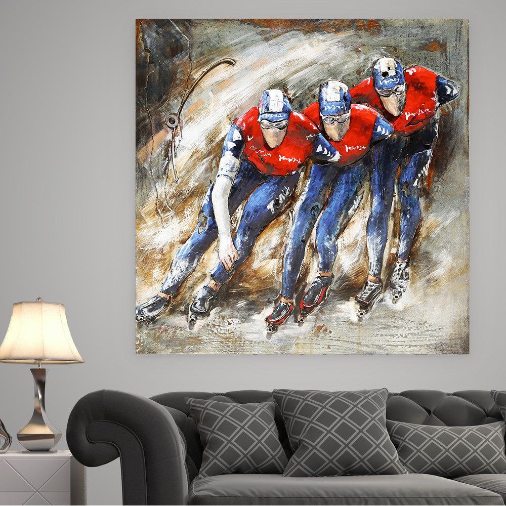 Roller Skaters Skating Rollerblading Olympic Team 3D Wall Art Metal Painting