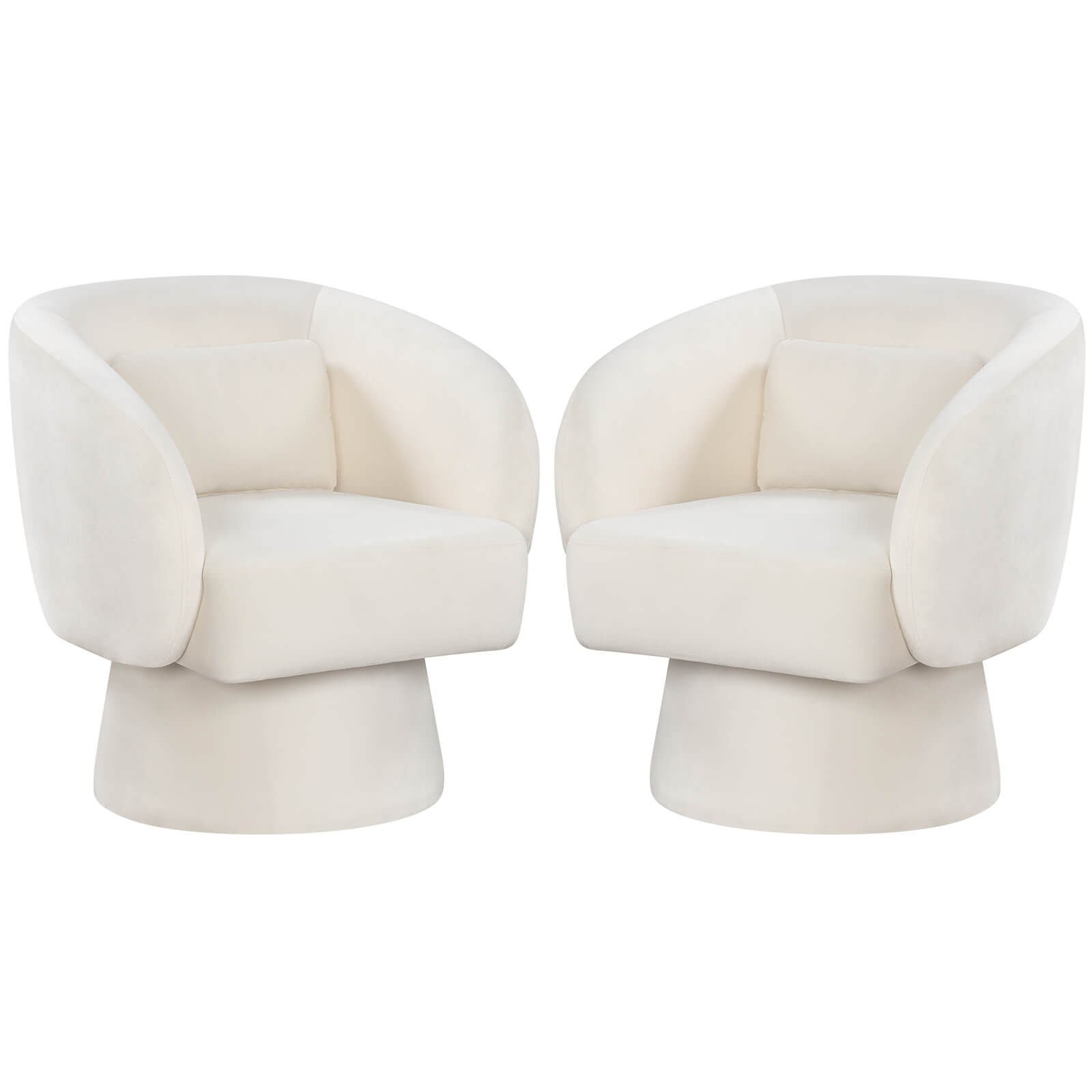 2PCS Swivel Accent Chair w/ Back Removable Lumbar Pillow 360° Rotating Function
