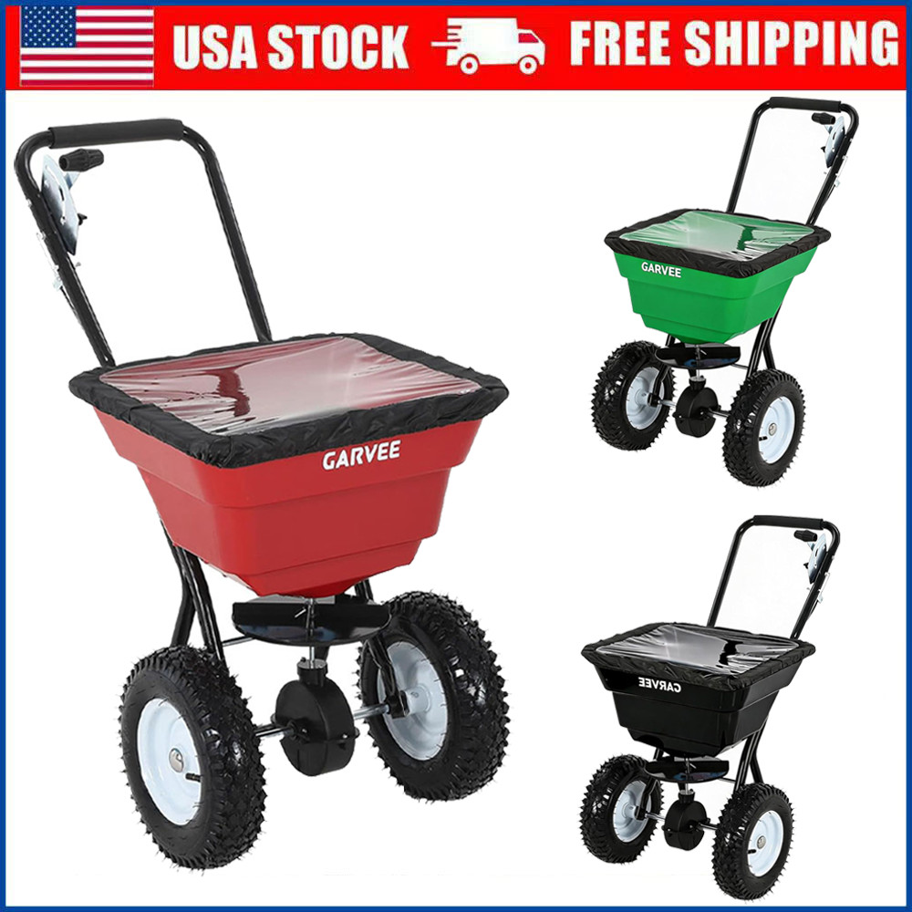 80LBS Push Broadcast Spreader, 12FT Width 13'' Wheels Adjustable Flow for Garden
