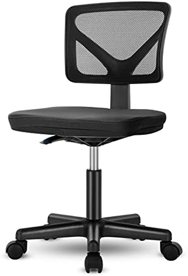 Cute Armless Mesh Task Chair, Swivel Rolling Desk Chair for Home Office