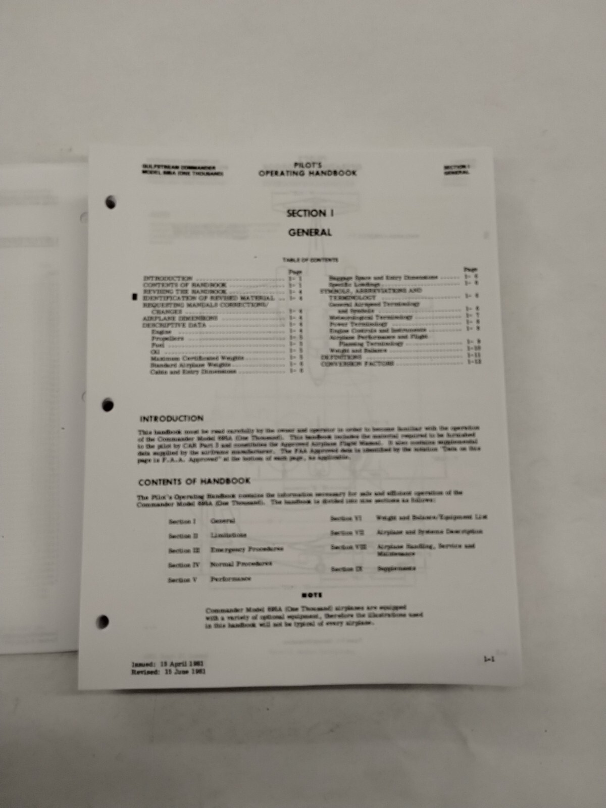 Aero Commander Jetprop Model 695A (1000) Pilots Operating Handbook & Supplements