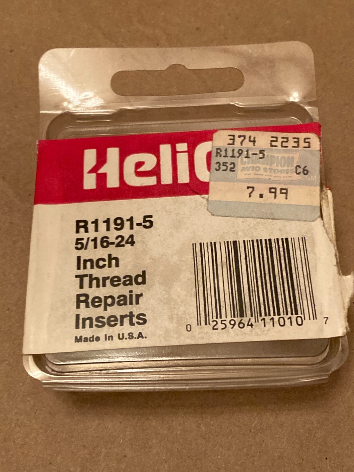 HELICOIL Inch Thread Repair Inserts 1/2x20 R1191-8 Pack of 6