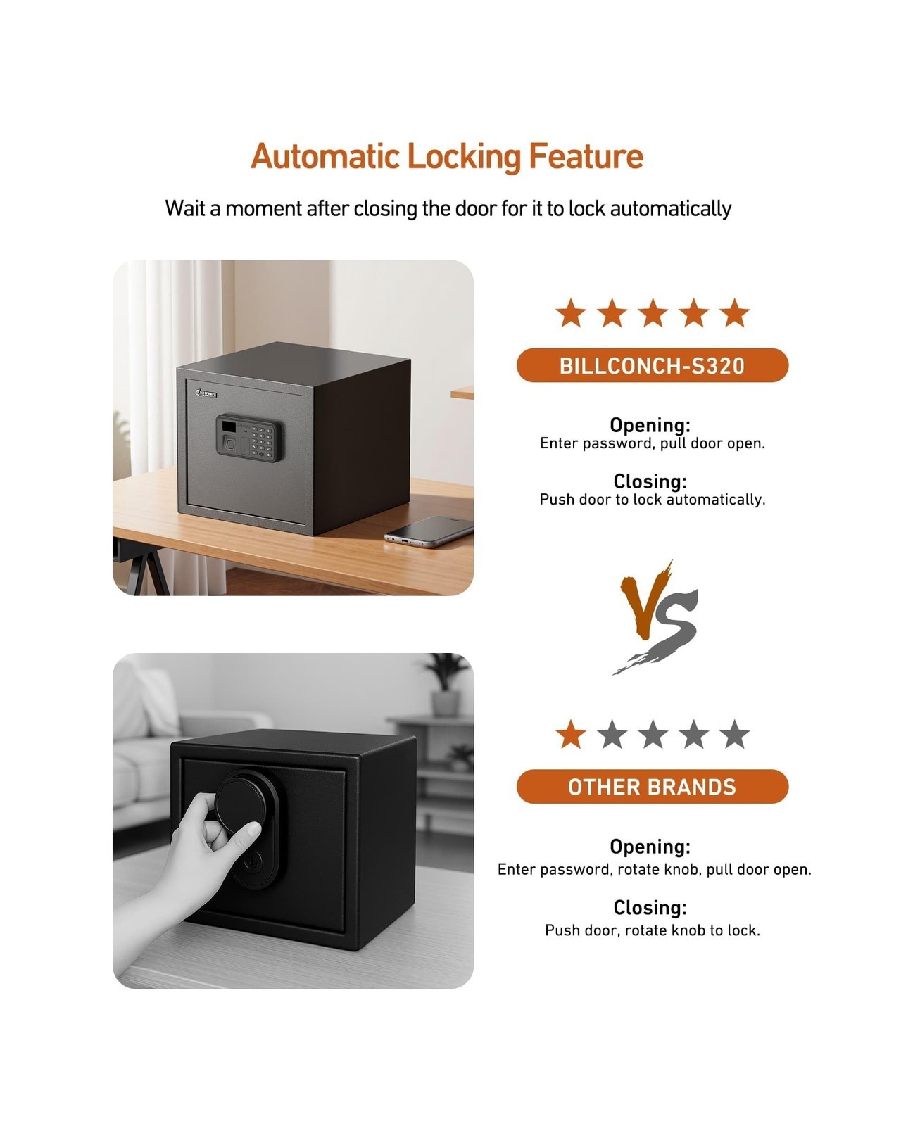 Billconch Smart Gun Safe for Multiple Pistols - Biometric Automatic Lock Safe...