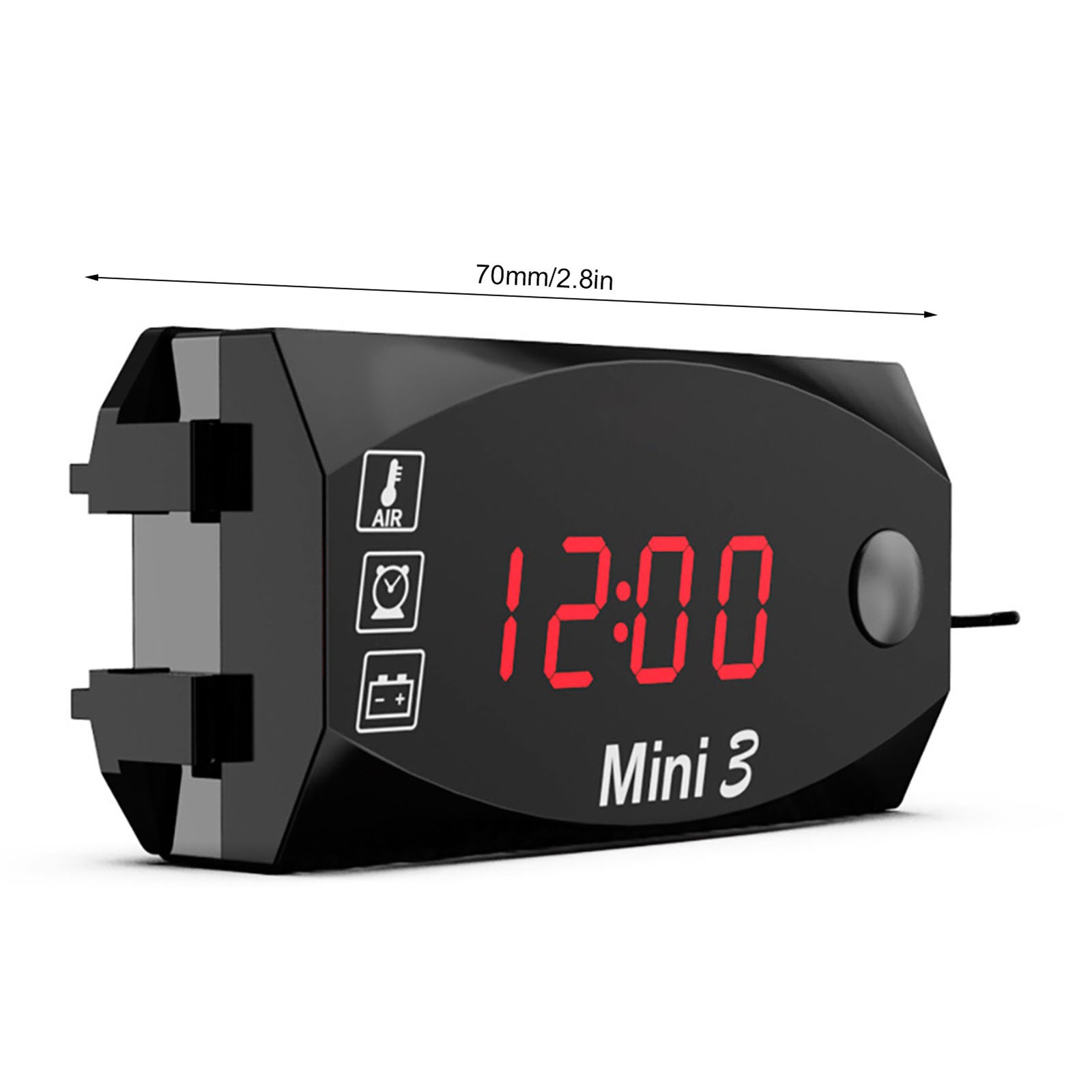 3 In 1 Motorcycle Meter LED Digital Time Clock Thermometer Voltage Voltmete QQZC