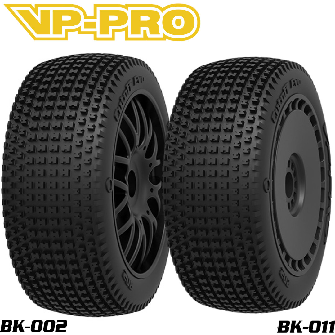 VP-PRO VP-802G Cutoff Evo Pre-Mounted Tires (4) Black Wheels 1/8 Buggy RC Car