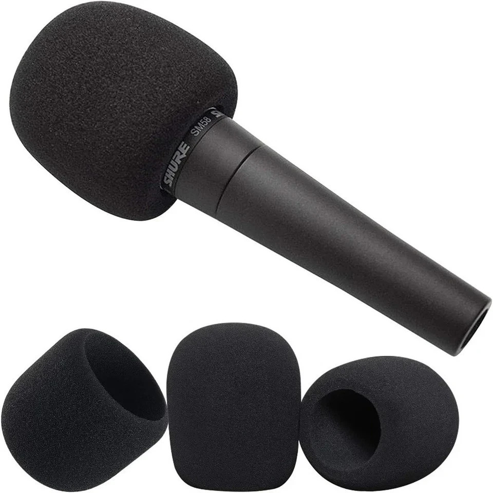6x Microphone Handheld Grill Windscreen Filter Sponge Foam Mic Cover Black