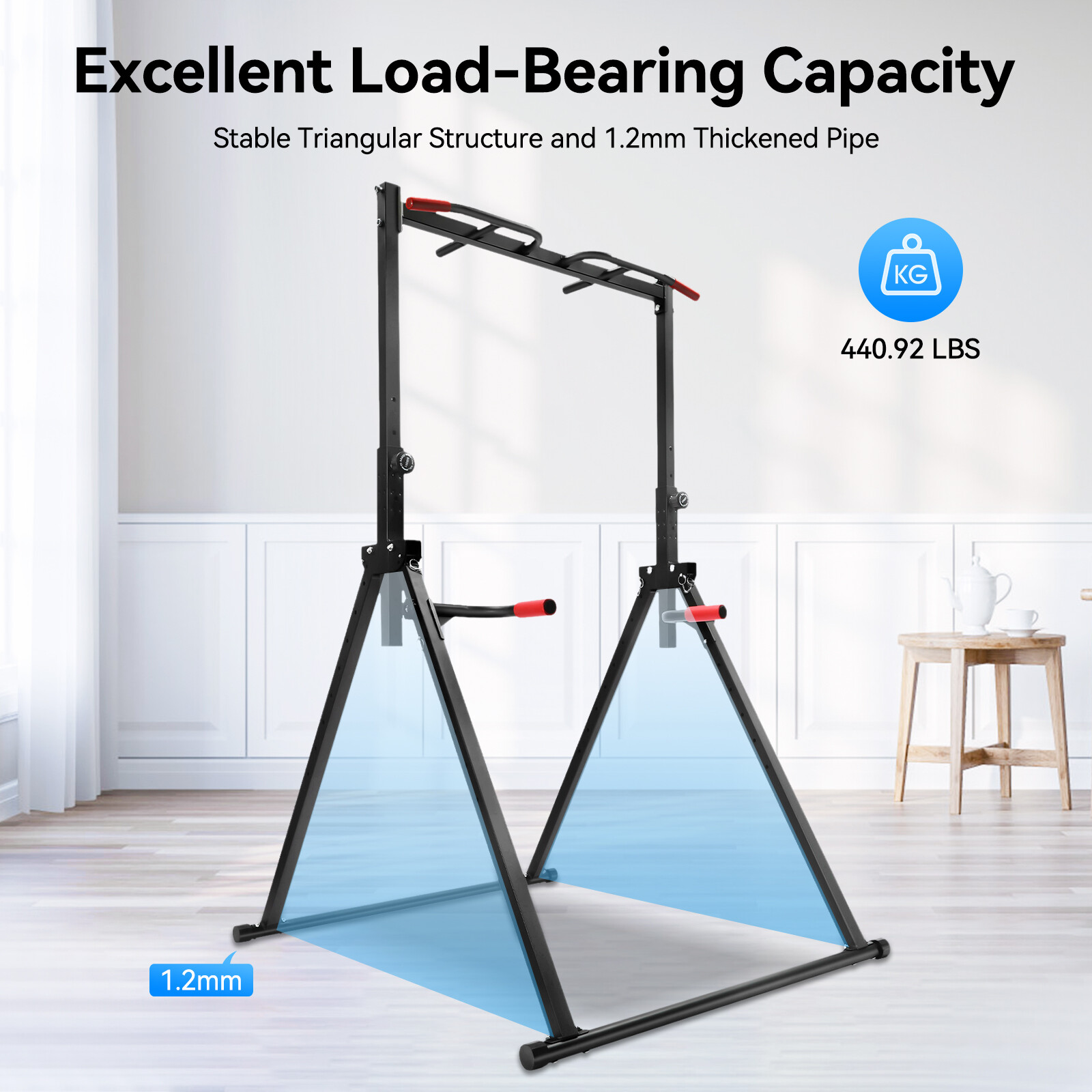 200kg Triangular Pull Up Station Pull Up Bar Strength Training Bar Adjustable