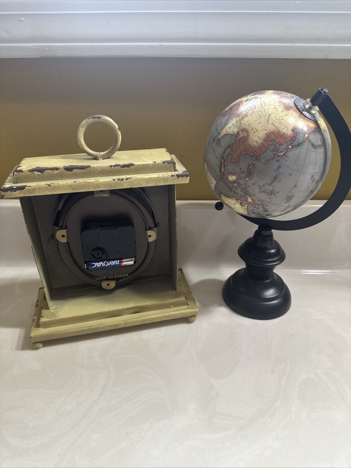 Decorative Tabletop Globe And Tabletop Clock Set