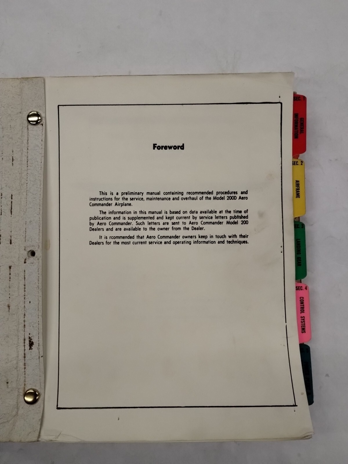 Aero Commander 1966 Model 200D Overhaul & Service Manual-Original