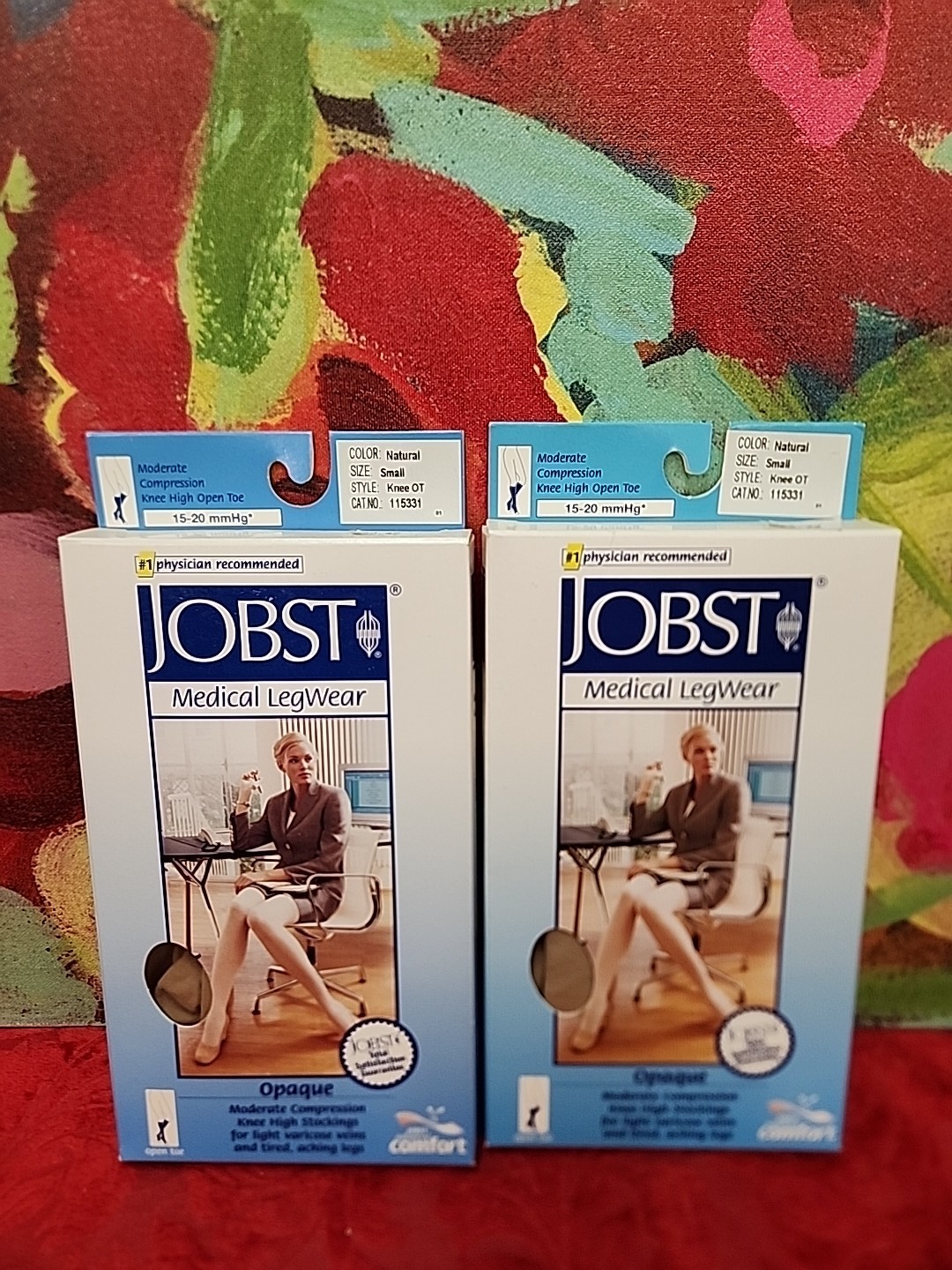 JOBST Opaque Lot 2Pr Knee Hi OT Stockings 15-20mmHg Small Natural New In Box