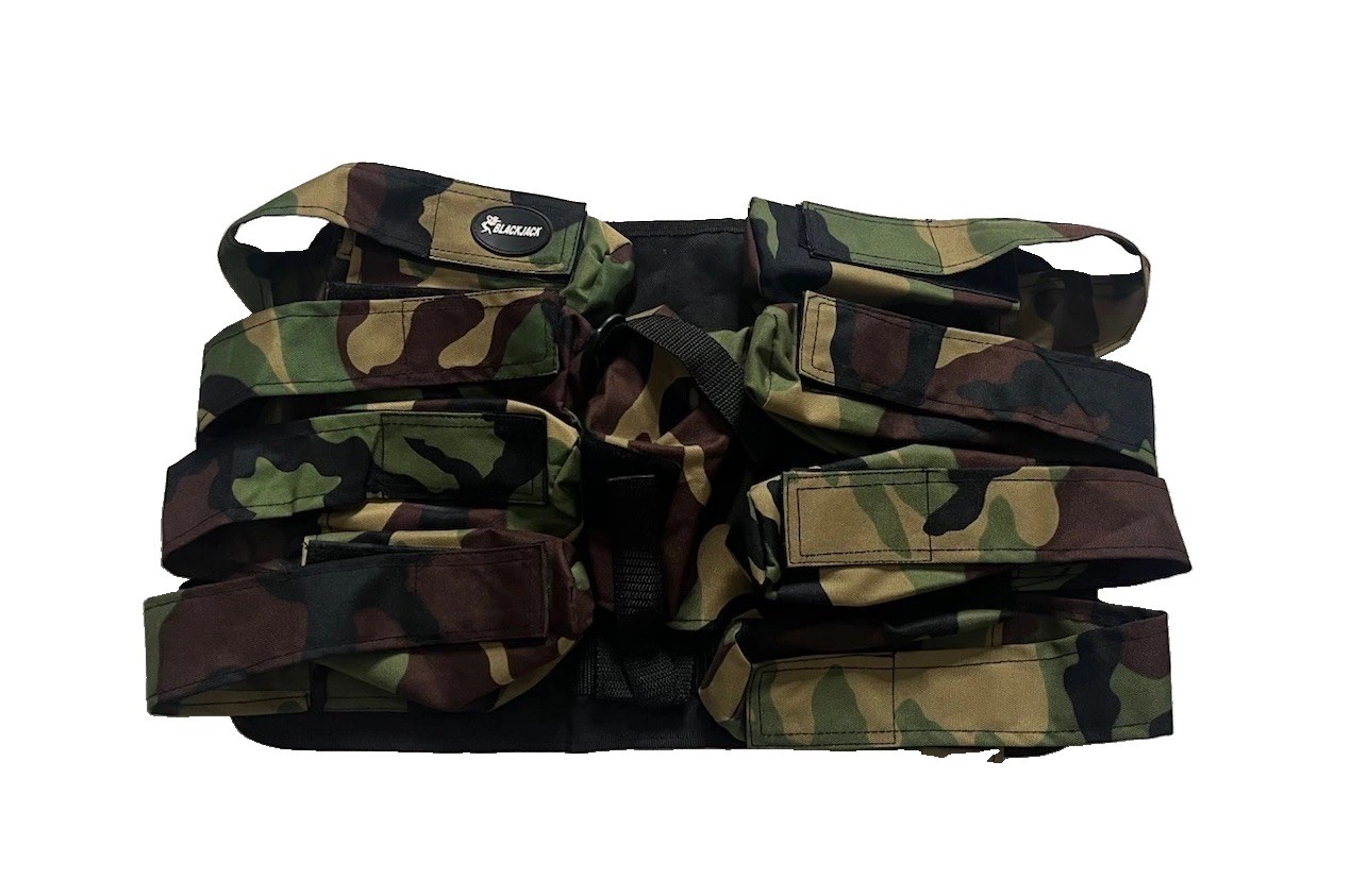 BLACKJACK PAINTBALL HARNESS POD PACK JUNGLE CAMO. NO PODS
