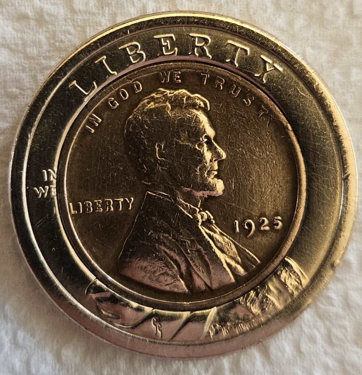 Coin Golf Ball Marker - 2025 Gold Sacagawea Dollar  1925 Lincoln wheat penny