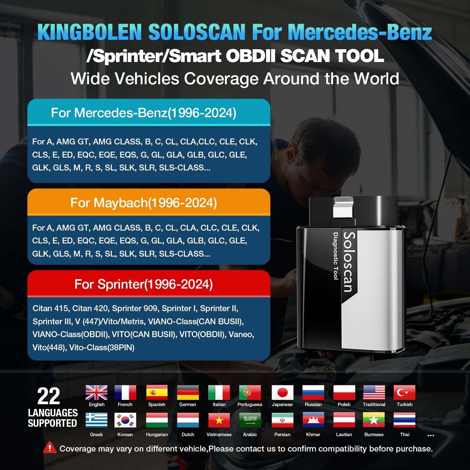 Kingbolen Soloscan For Mercedes-Benz Scanner OBD2 Car Diagnostic Coding Tool