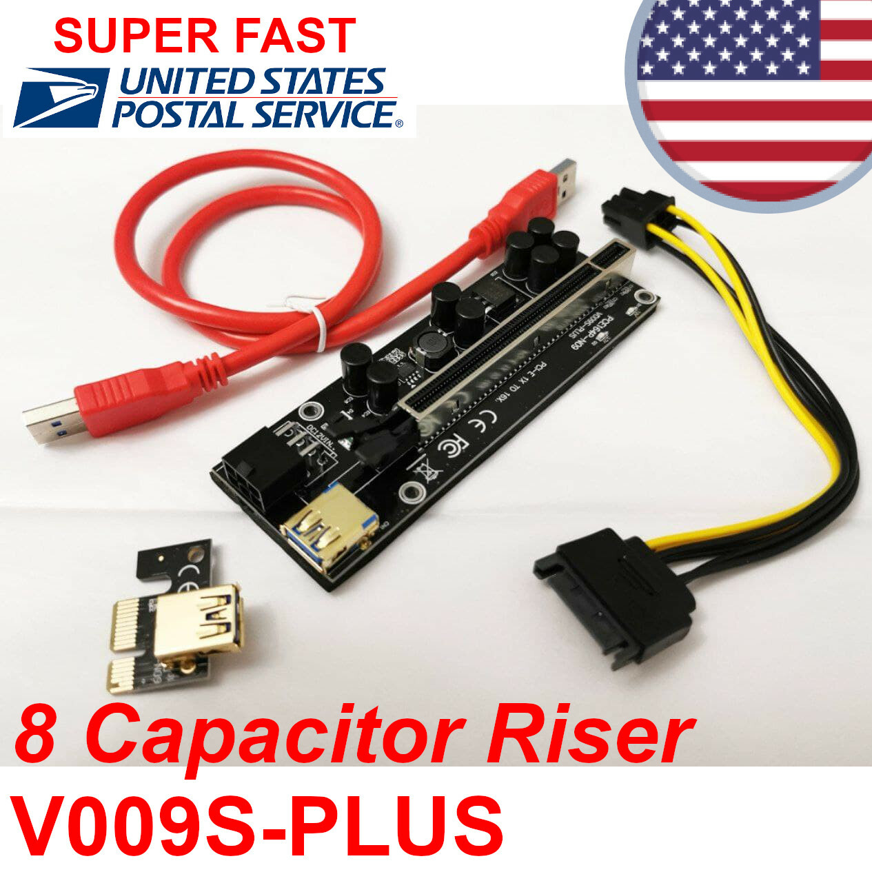 GPU Riser V009S-PLUS PCE164p-N09 PCI-E 1X TO 16X ADAPTER ✅✈️�