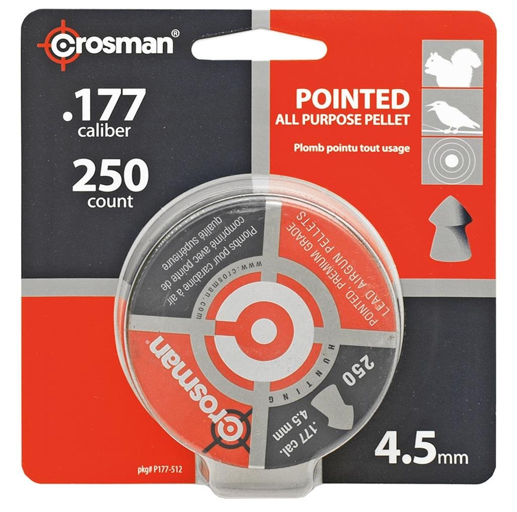 Crosman P177 .177-Caliber Pointed Pellets, 4.5mm, Black
