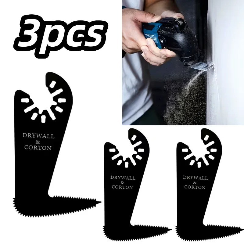 3pcs Quick Release Bi-Metal Oscillating Multi Tool Saw Blades Drywall Cutting