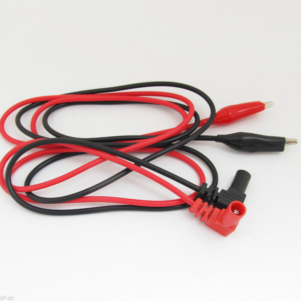 2pcs 1M Angle 4mm Probe Banana Plug to Alligator Clip Multimeter Lead Cable