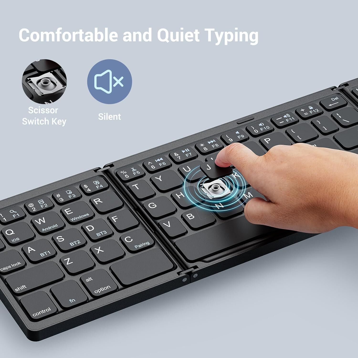 Portable Foldable Rechargeable Travel Bluetooth Keyboard and Mouse Black