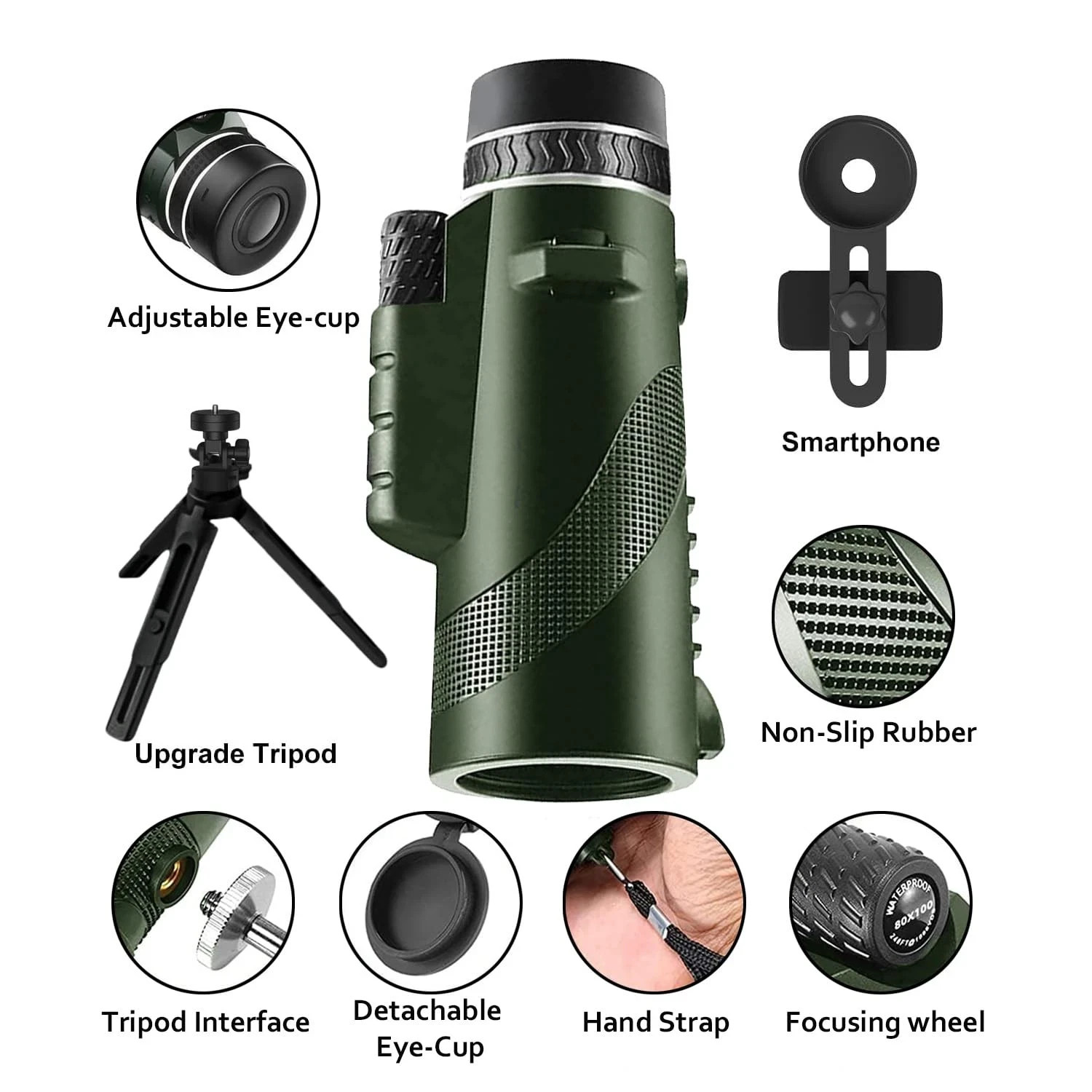 Monocular-Telescope 80x100 High Powered Monoculars High Definition for Adults