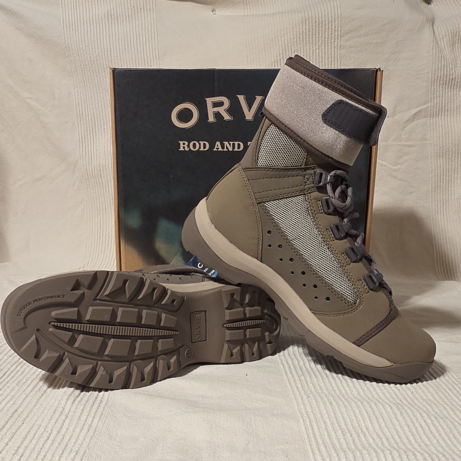 Orvis Andros Flats Hiker Fishing Boots Men's Size 8 Synthetic Brown Gray Lace Up