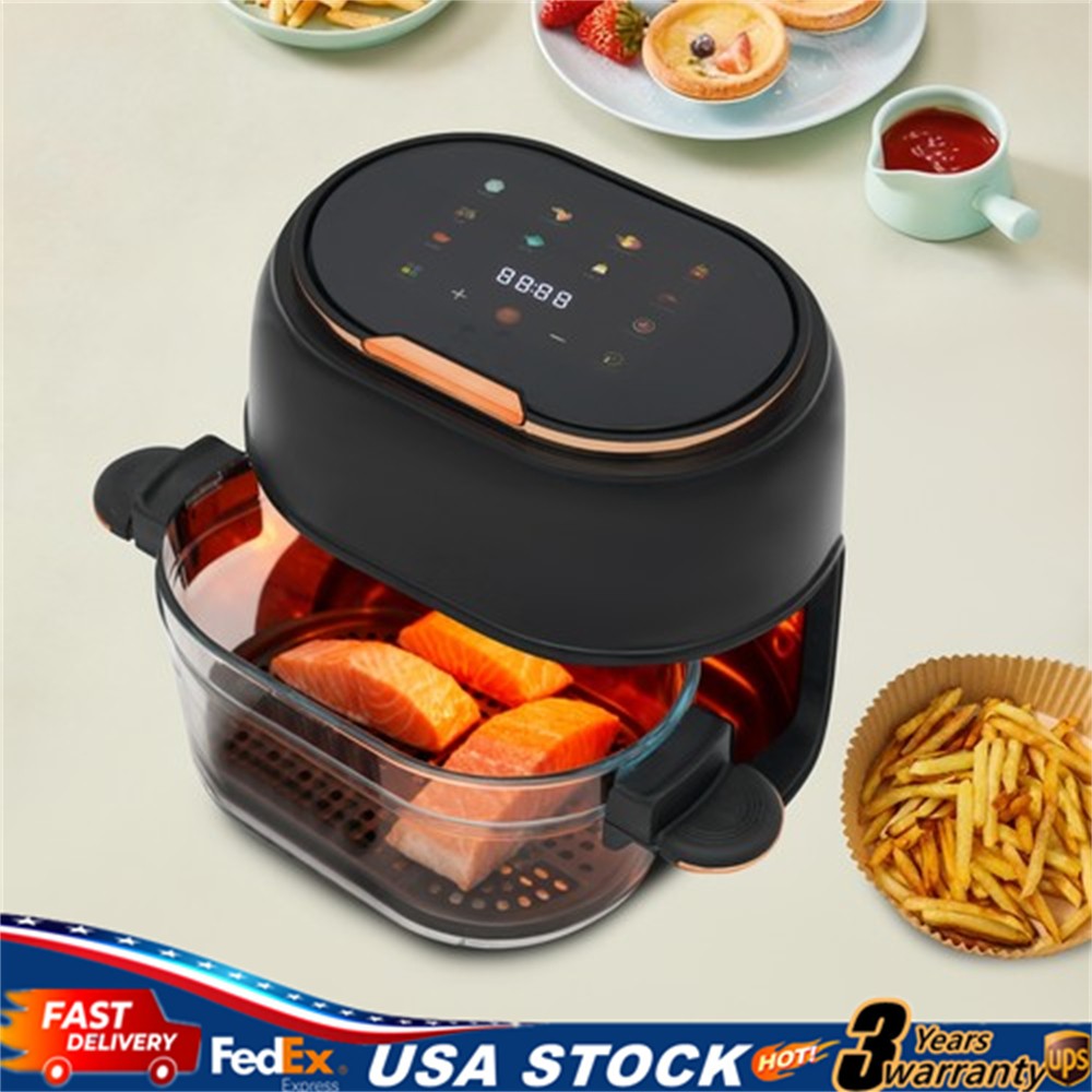 Black Hot Air Fryer Air Fryer with Touch Screen Visible Baking Basket Air Fryer