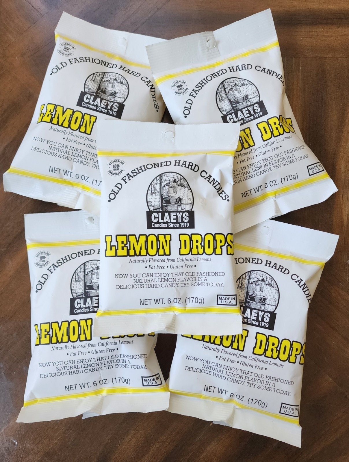 Claey's Old Fashioned Hard Candy Lemon, 6 Ounce (Pack of 5)