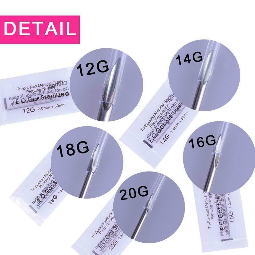 Piercing Body Needles 2Pcs Individually Packaged And Sterilized Sizes 12 - 20
