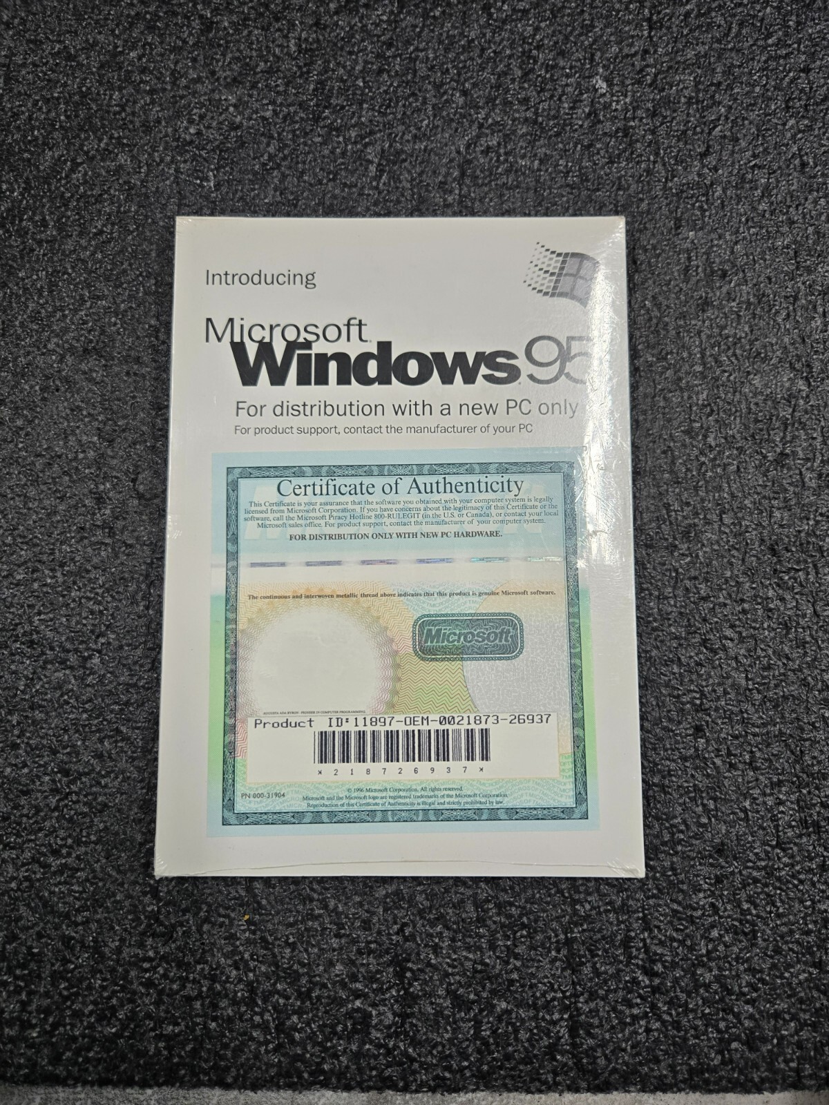 Microsoft Windows 95 Booklet/Manual With Certificate Of Authenticity