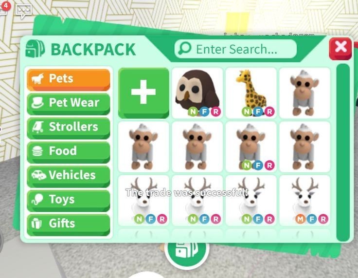 Adopt Me! Backpack Pets Virtual Pet Game Item/Asset NFR Neon Fly Ride Trade