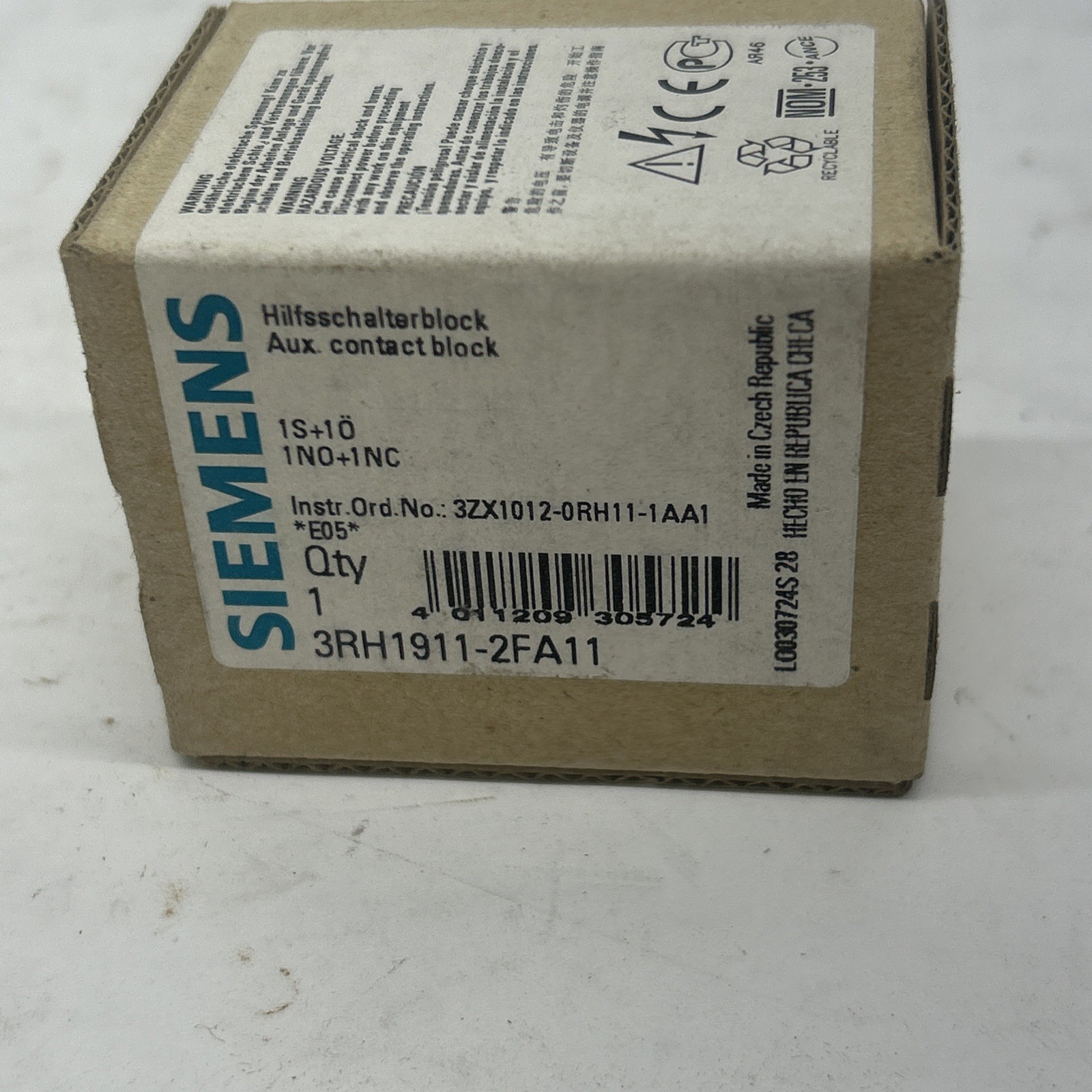 1PC New in Box Siemens auxiliary contact 3RH1911-2FA11 Siemens Contact