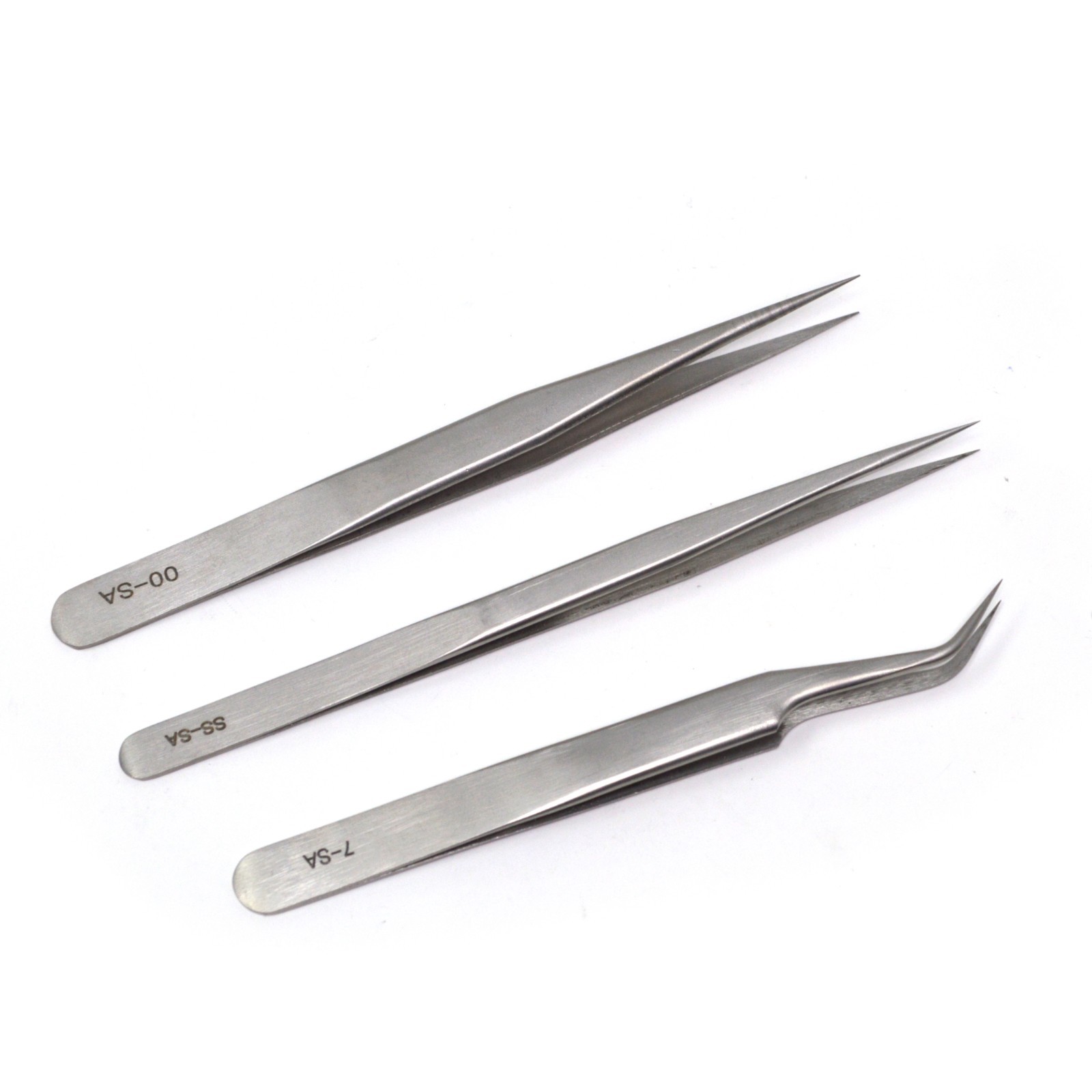 3PCS Precision Tweezers Stainless Steel  Fine Bent & Heavy Duty for Electronics