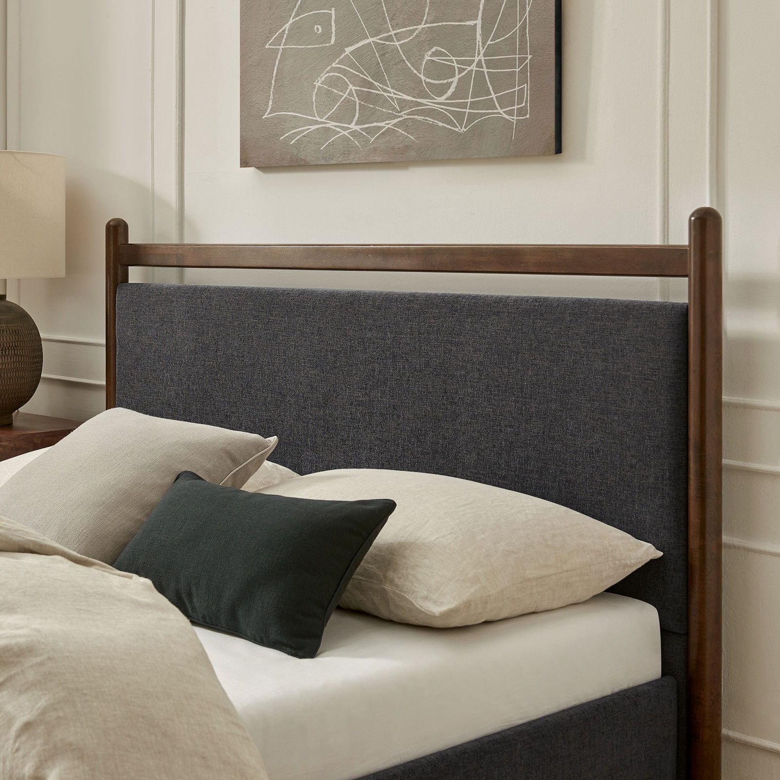Ginny Queen Size Platform Bed Frame in Wenge Heathered Dark Gray