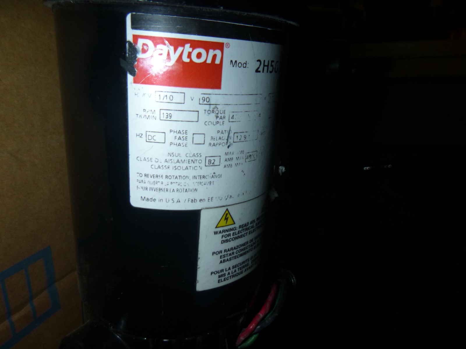 DAYTON 2H561 DC MOTOR WITH CONTROLLER
