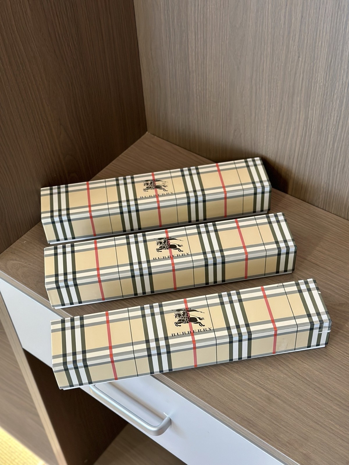 Vintage Folding Umbrella Nova Check Beige Storage Bag