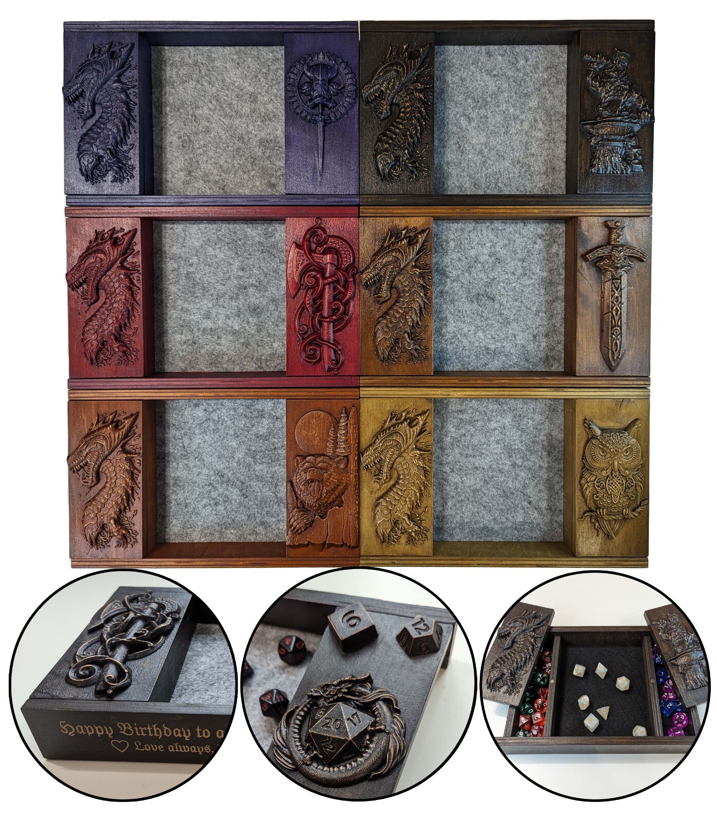 Dice tray Dice holder | Many felt colors | Dice box | Perfect Gift for D&D Fans