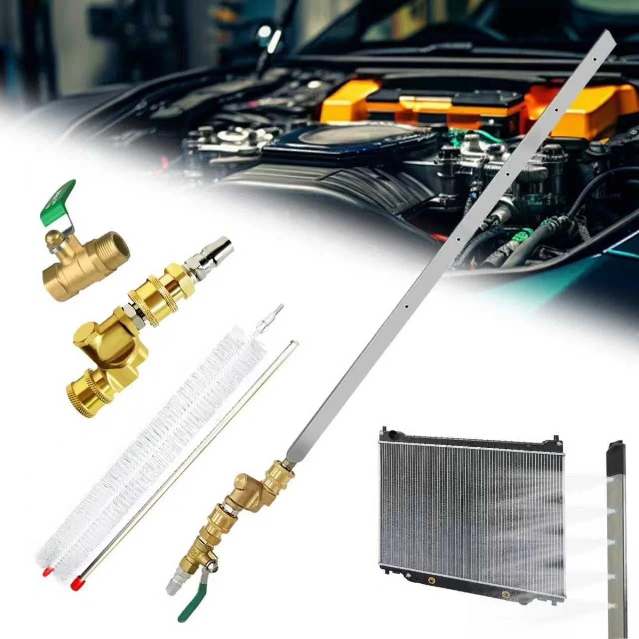 39" Pro Radiator Cleaning Wand Kit–Radiator Cleaner Tool with 5 Spray Nozzles +