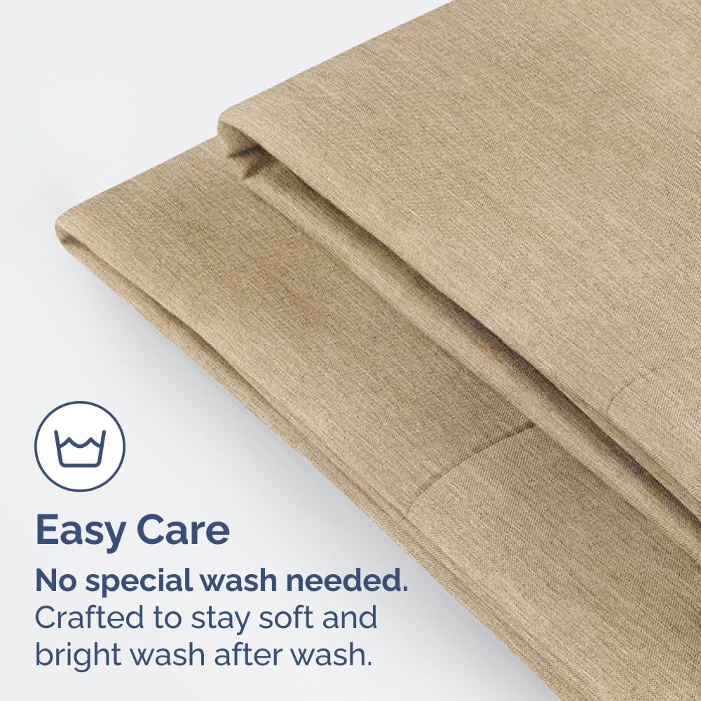 Queen Bed Pillowcases, 4 Piece, Soft And Durable, Heathered Brown