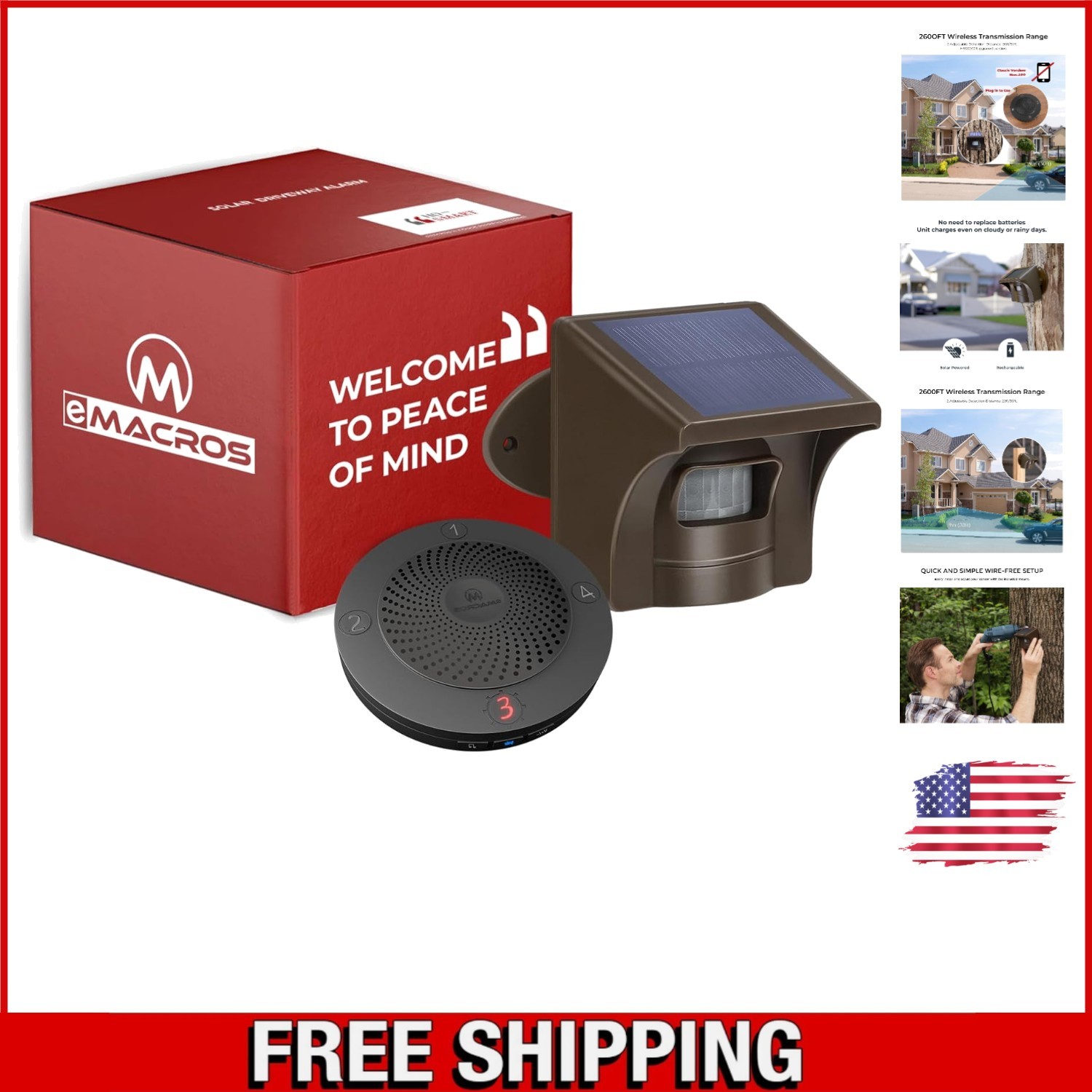 Solar Wireless Driveway Alarm - 1/2 Mile Range Motion Sensor for Maximum Safety