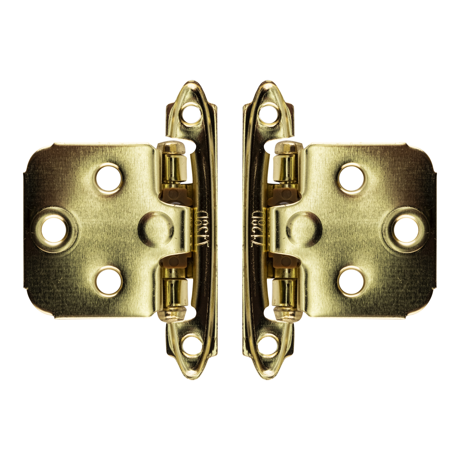 Polished Brass Self-Closing Variable Overlay Flush Cabinet Hinge - pack of 2