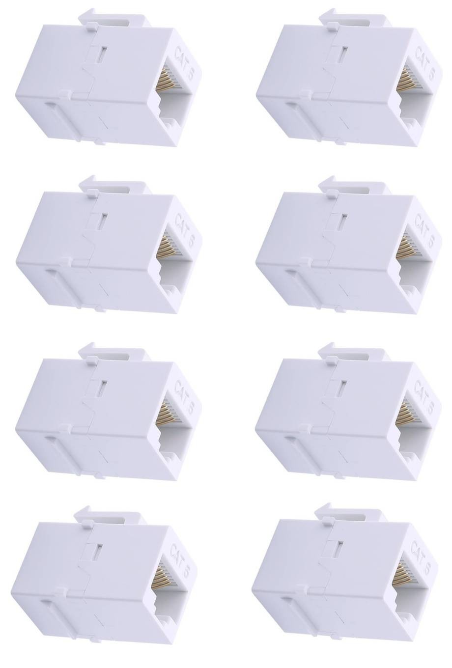 8 Pcs CAT6 RJ45 Keystone Network LAN Ethernet Jack Inline Coupler Snap-In White