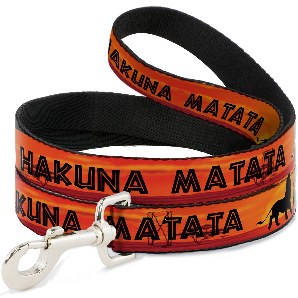 Dog Leash Lion King HAKUNA MATATA Sunset Oranges/Black NARROW 0.5"